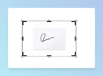 Cropping handles around a signature image in Word, showing extra white space being removed.