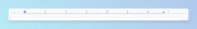 Google Docs ruler showing the left indent markers used to create a hanging indent, with the top triangle and rectangle handles positioned to adjust paragraph indentation.