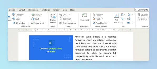 Word document with a borderless floating text box positioned beside an image.
