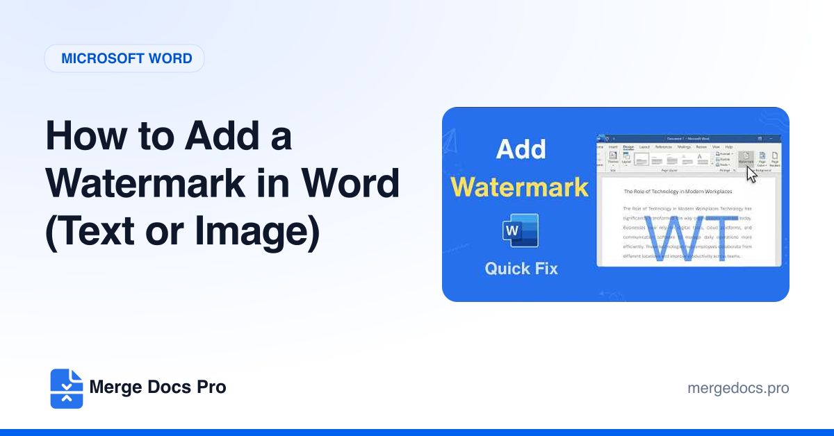 How to Add a Watermark in Word (Text or Image)