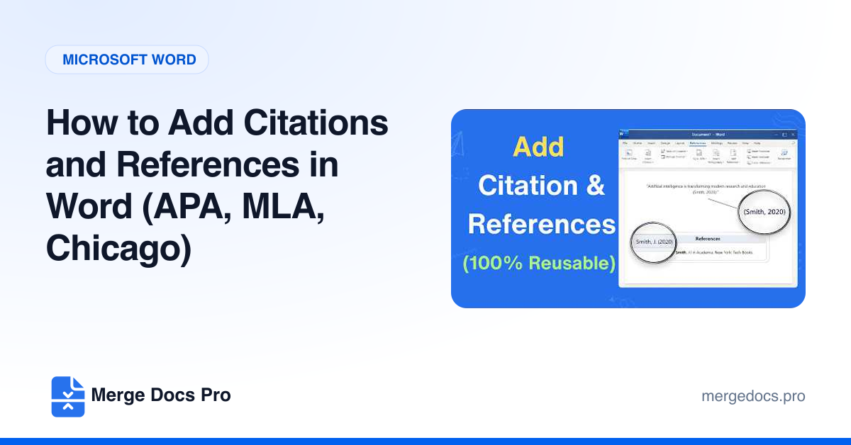 How to Add Citations and References in Word (APA, MLA, Chicago)