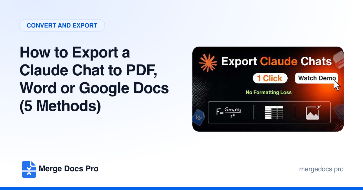 How to Export a Claude Chat to PDF, Word or Google Docs