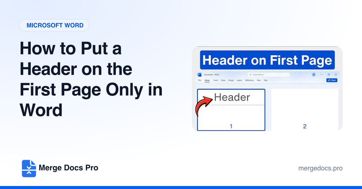 How to Put a Header on the First Page Only in Word