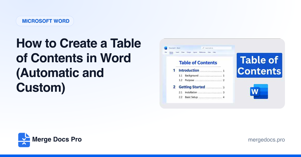 How to Create a Table of Contents in Word (Automatic and Custom)